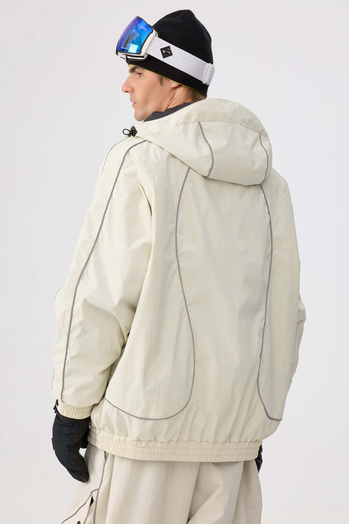 Męska czarna kurtka śnieżna Retro Track z odblaskowymi lamówkami