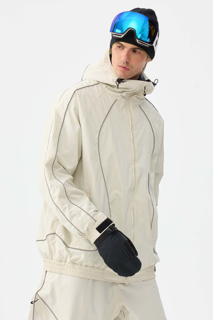 Męska czarna kurtka śnieżna Retro Track z odblaskowymi lamówkami