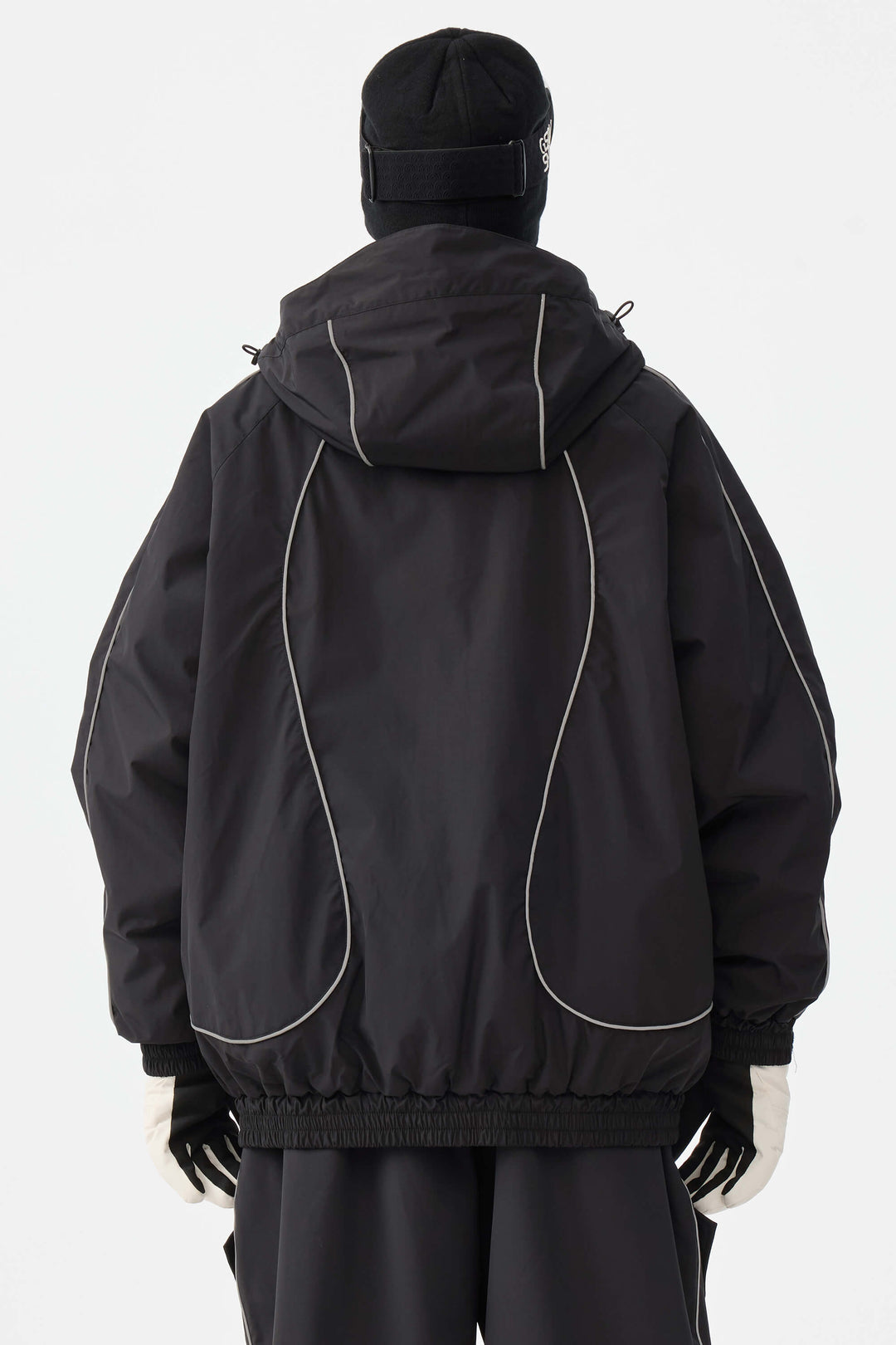 Damska kurtka śnieżna Off White Retro Track z odblaskowymi lamówkami