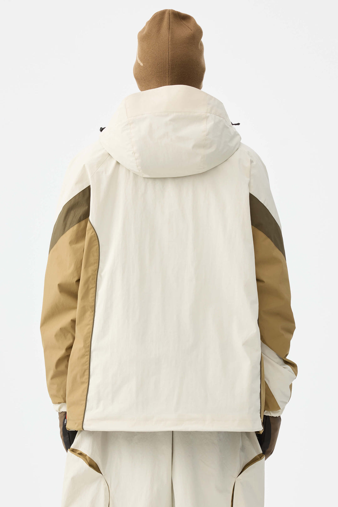 Men's Beige Retro Urban Colorblock Snow Anoraks