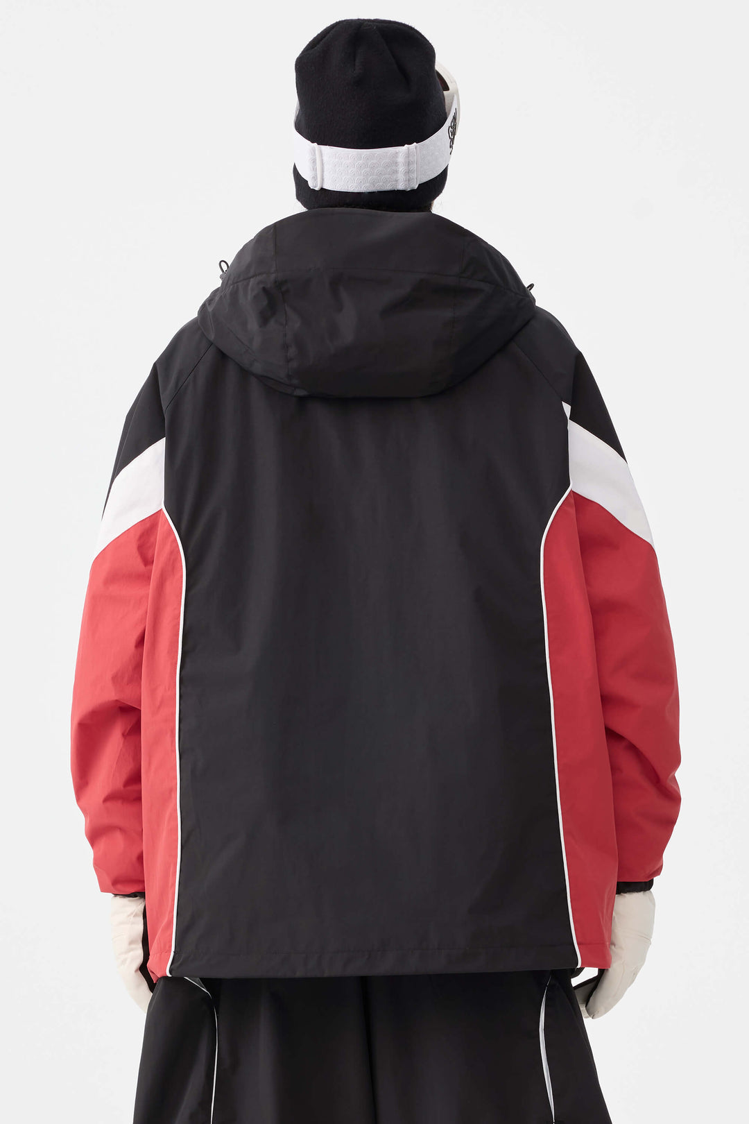 Women's Beige Retro Urban Colorblock Snow Anoraks