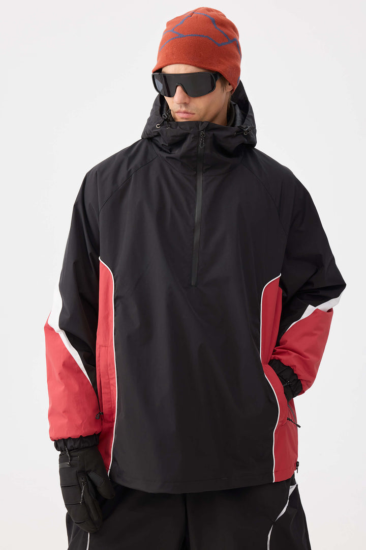 Men's Beige Retro Urban Colorblock Snow Anoraks