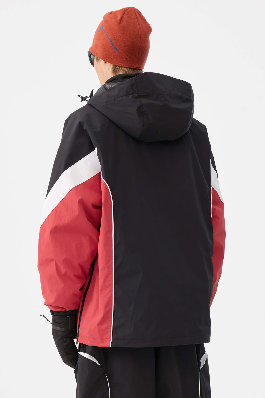 Men's Beige Retro Urban Colorblock Snow Anoraks