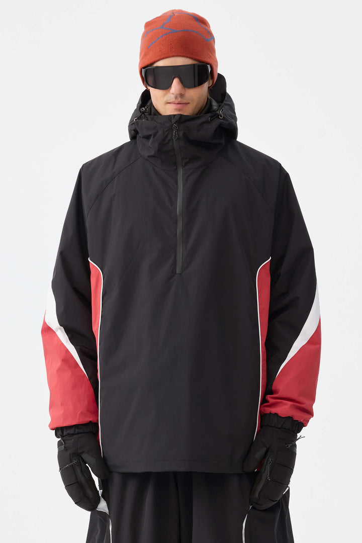 Men's Beige Retro Urban Colorblock Snow Anoraks
