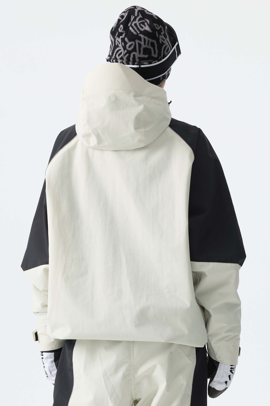 Women's Color Block Off White Waterproof Reflective Snow Jacket