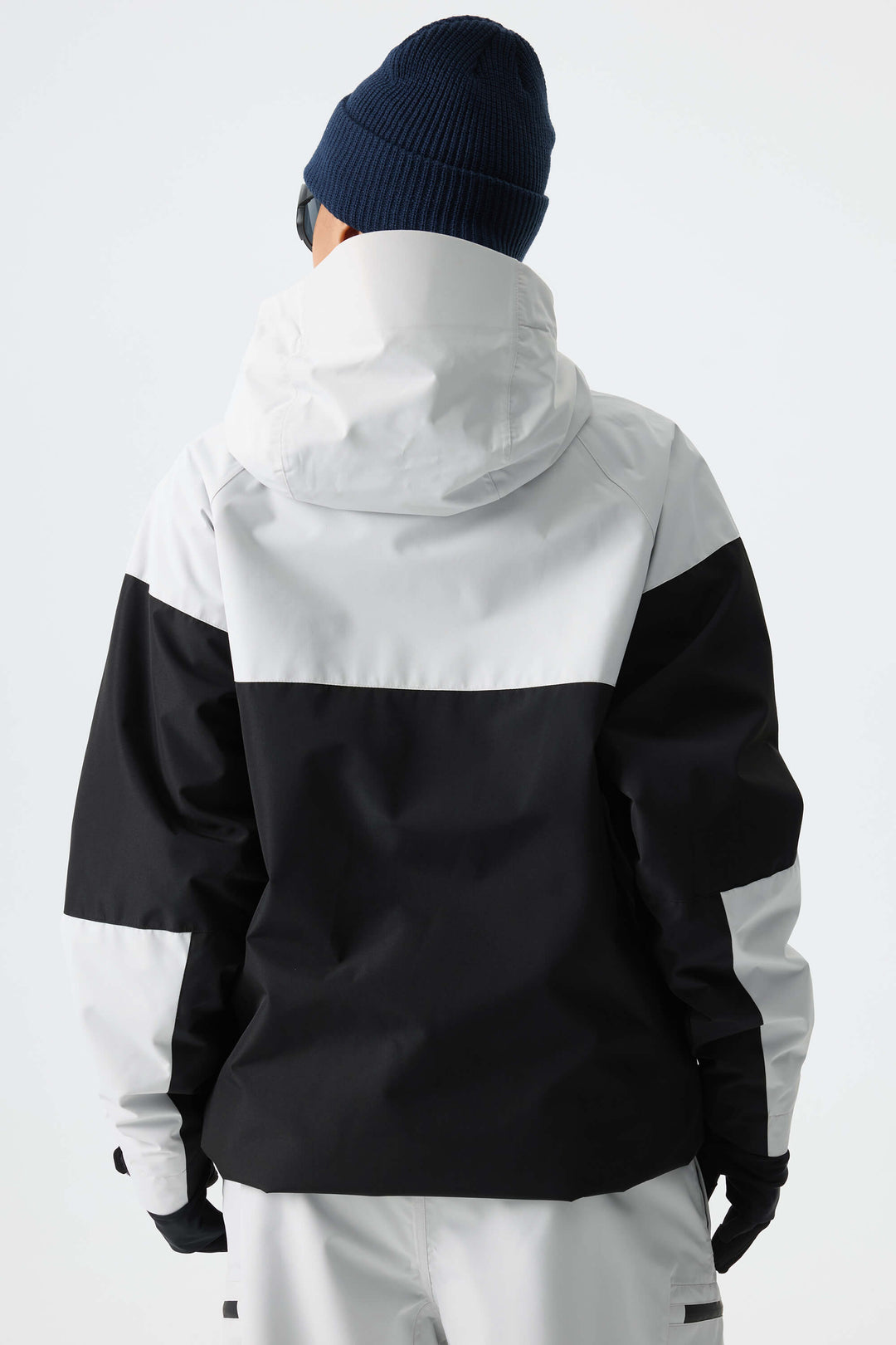 Women's Color-Block Light Grey & Black Structured Insulated Snow Jacket