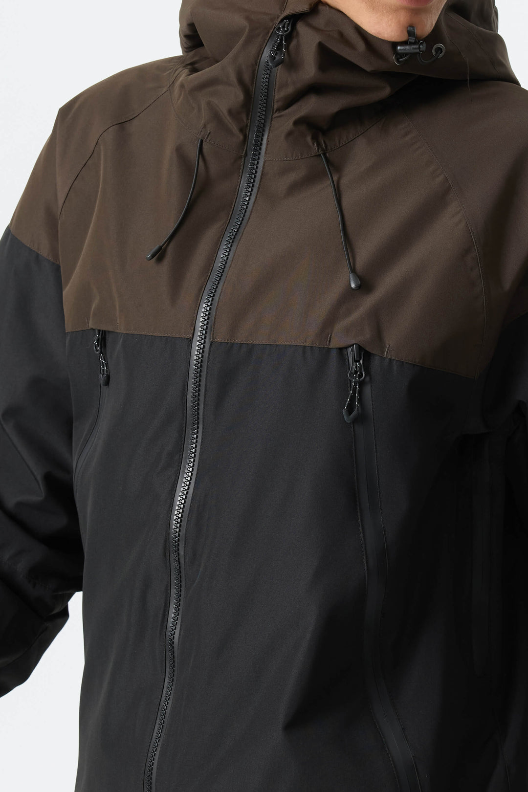 Women's Color-Block Dark Brown & Black Structured Insulated Snow Jacket