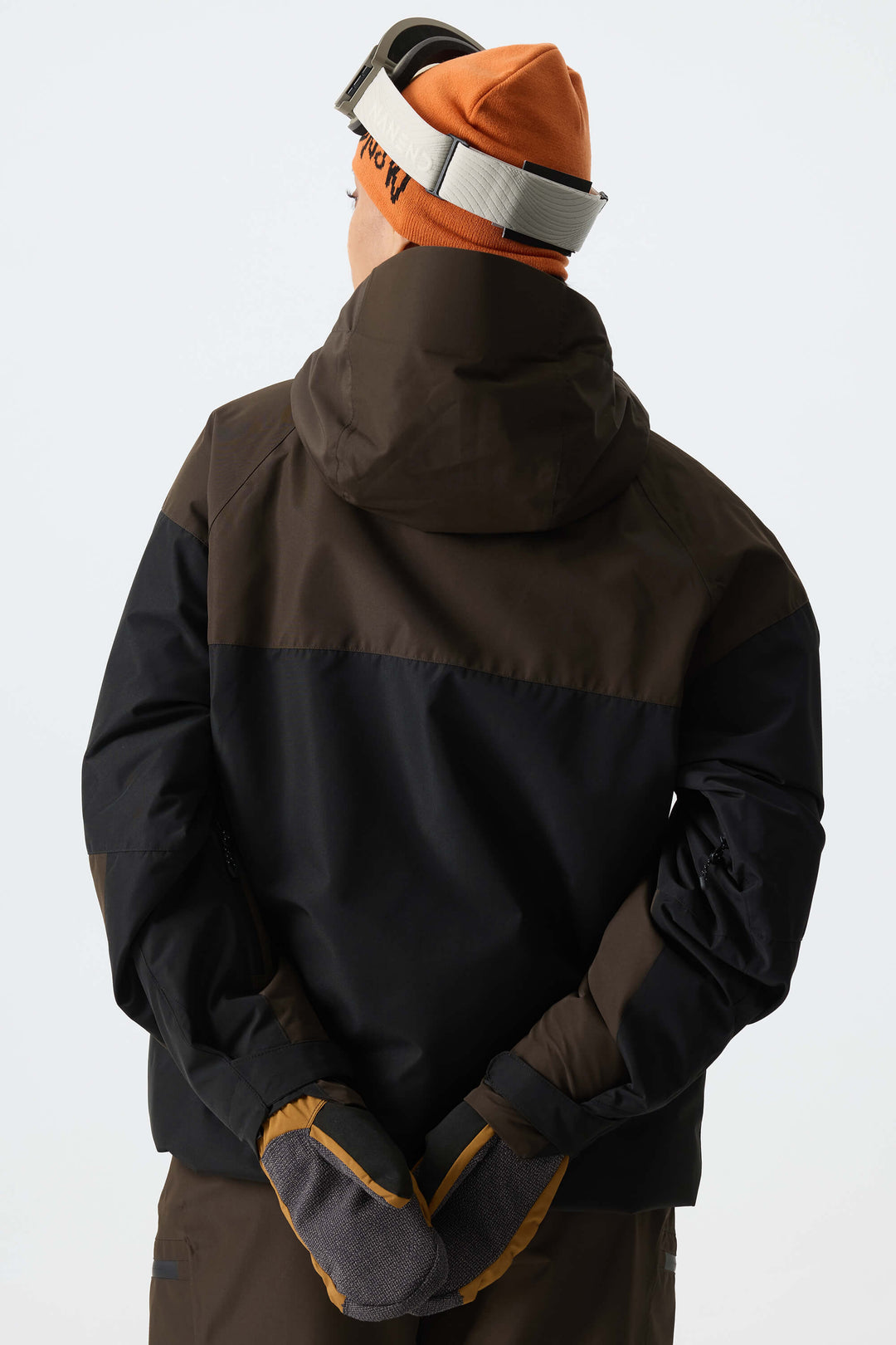 Women's Color-Block Dark Brown & Black Structured Insulated Snow Jacket
