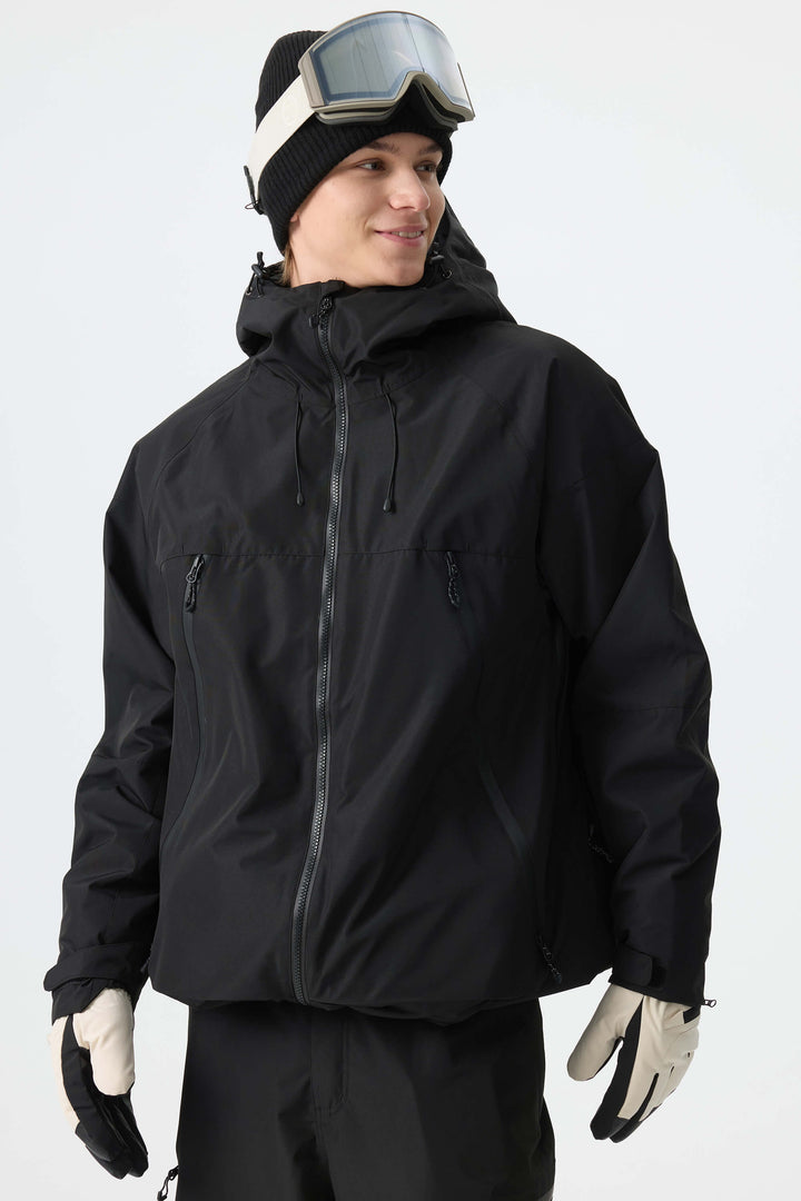 Men's Color-Block Pink & Off White Structured Insulated Snow Jacket