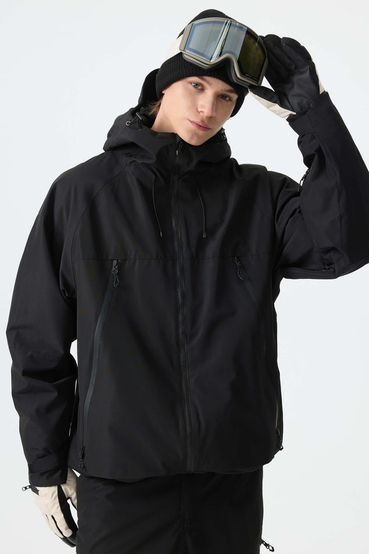 Men's Color-Block Pink & Off White Structured Insulated Snow Jacket