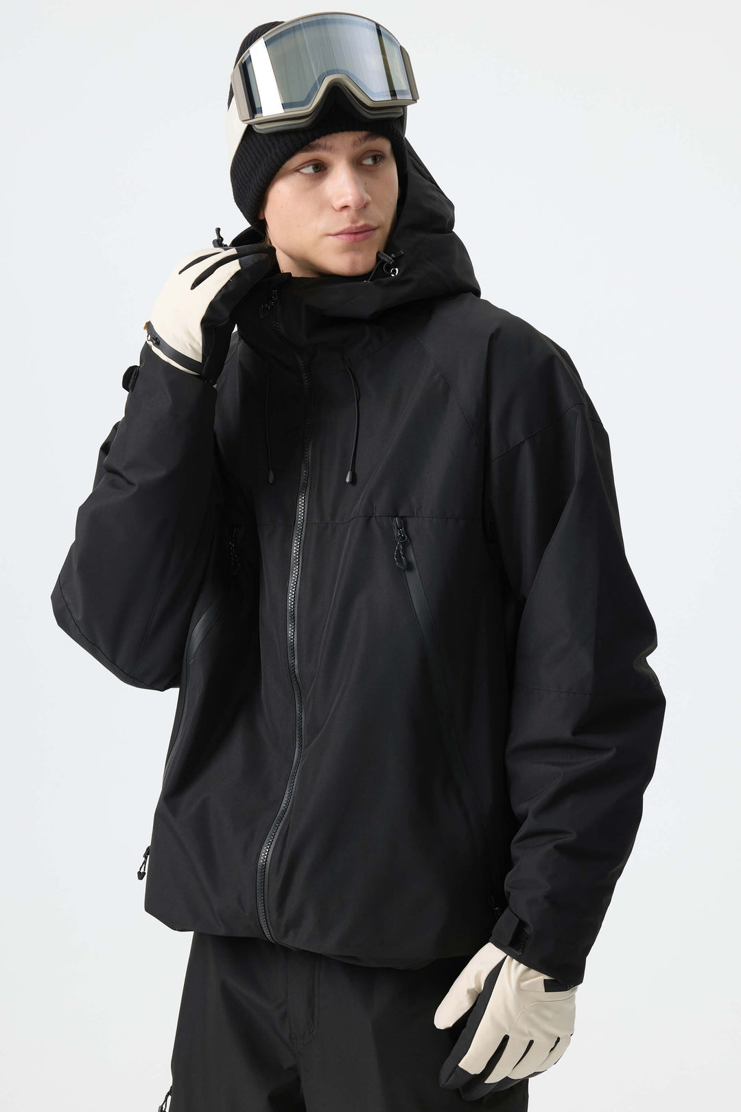 Men's Color-Block Dark Brown & Black Structured Insulated Snow Jacket