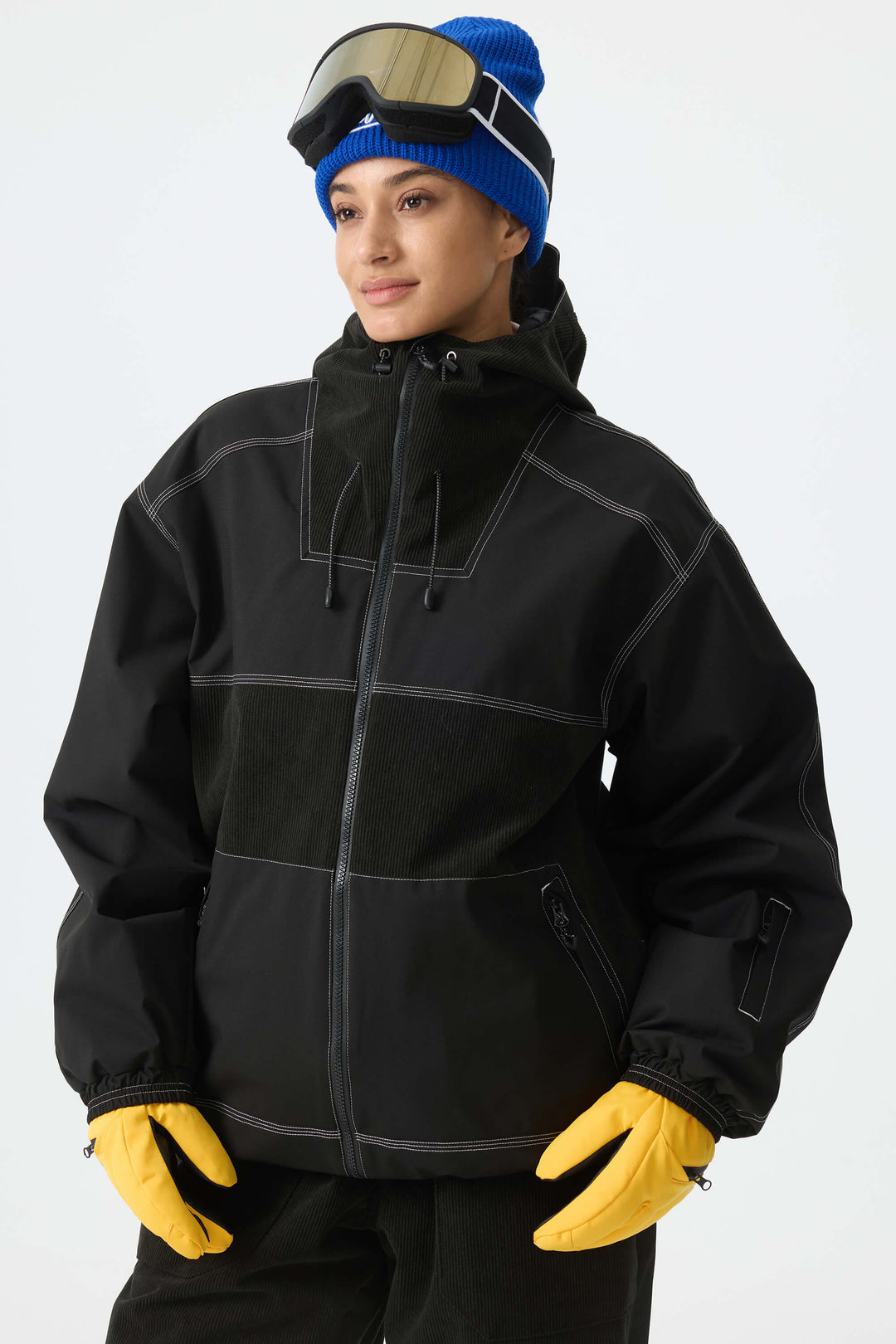Women's Black Corduroy Snow Jacket