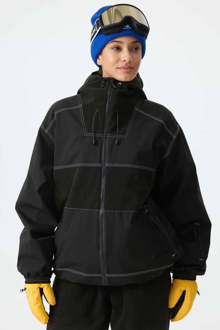 Women's Black Corduroy Snow Jacket