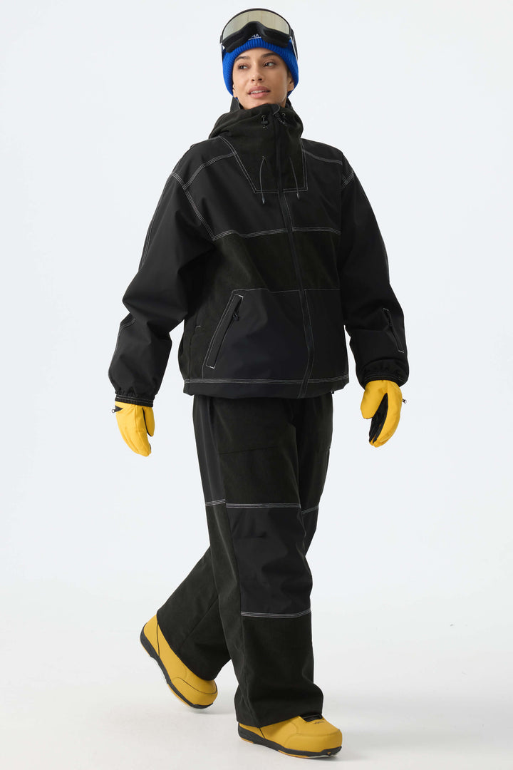Women's Black Corduroy Snow Jacket