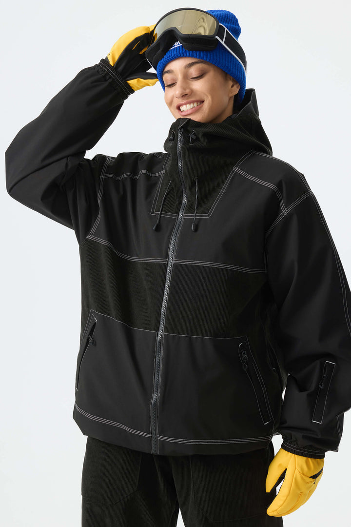 Women's Black Corduroy Snow Jacket