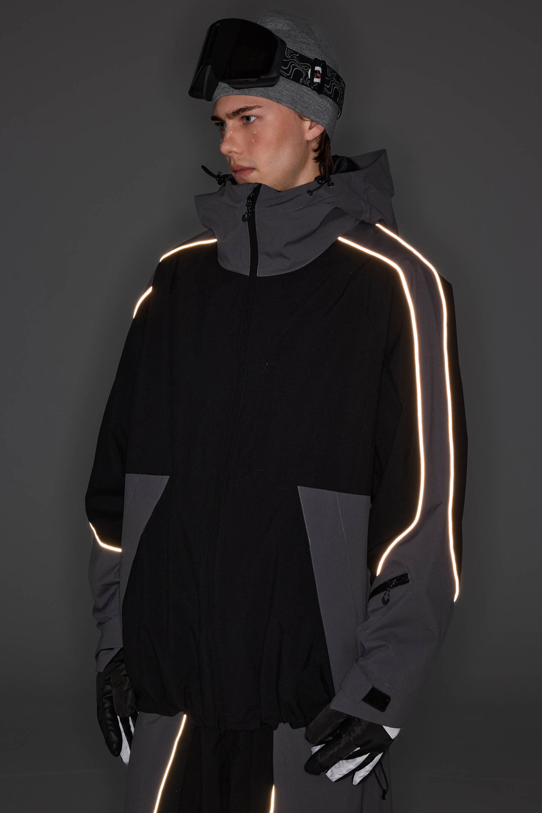 Women's Color Block Yellow & Black Reflective Piping Snow Jacket