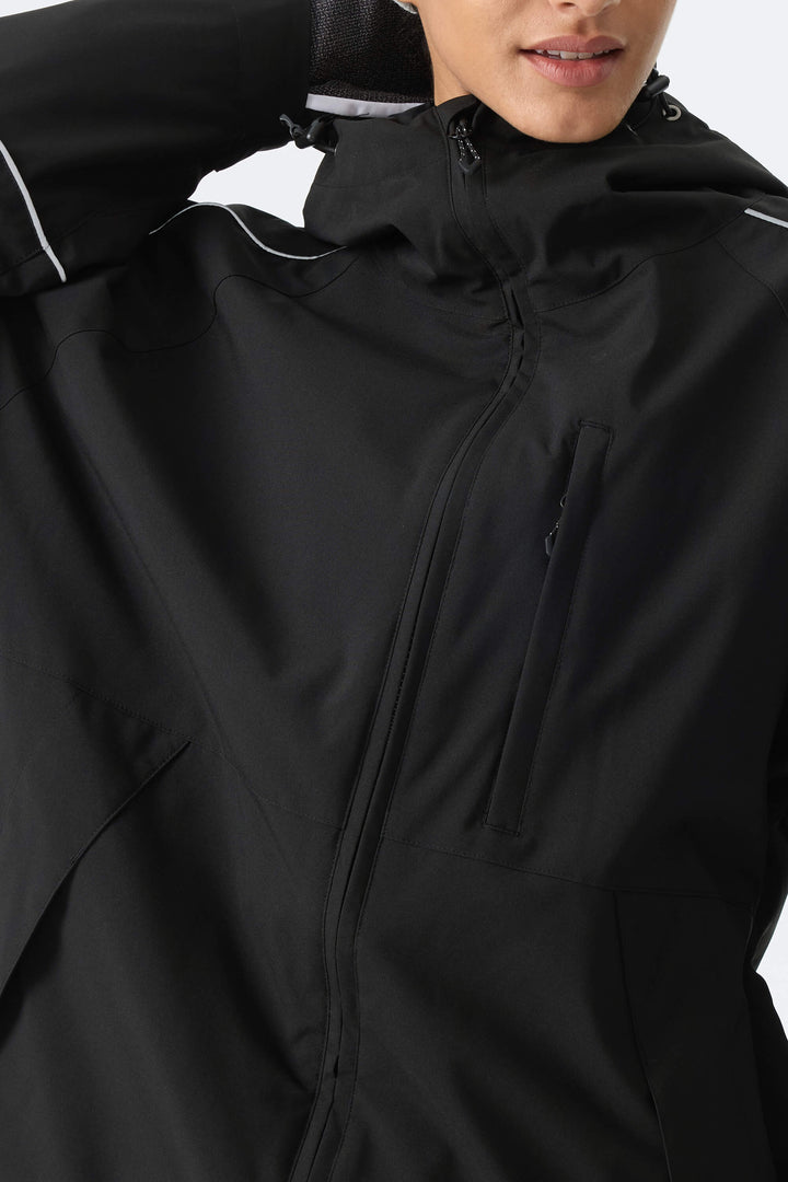 Women's Black Reflective Piping Snow Jacket