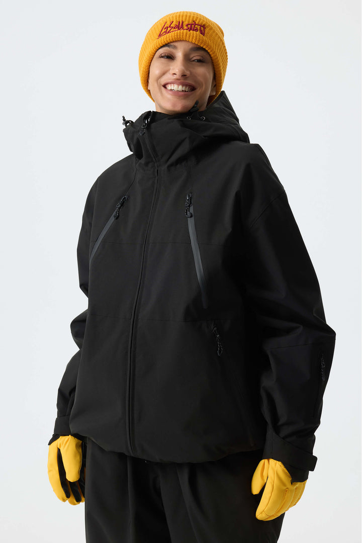 Women's Black Multi-Pocket Snow Jacket