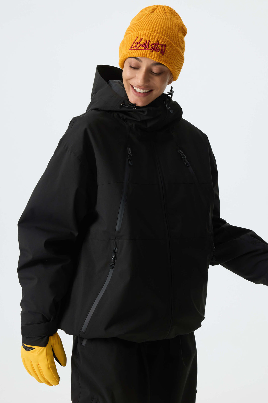 Women's Black Multi-Pocket Snow Jacket