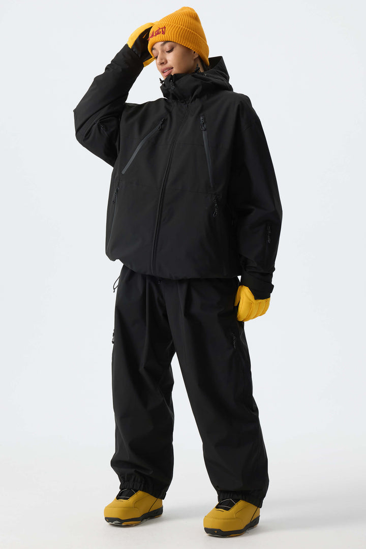 Women's Black Multi-Pocket Snow Jacket