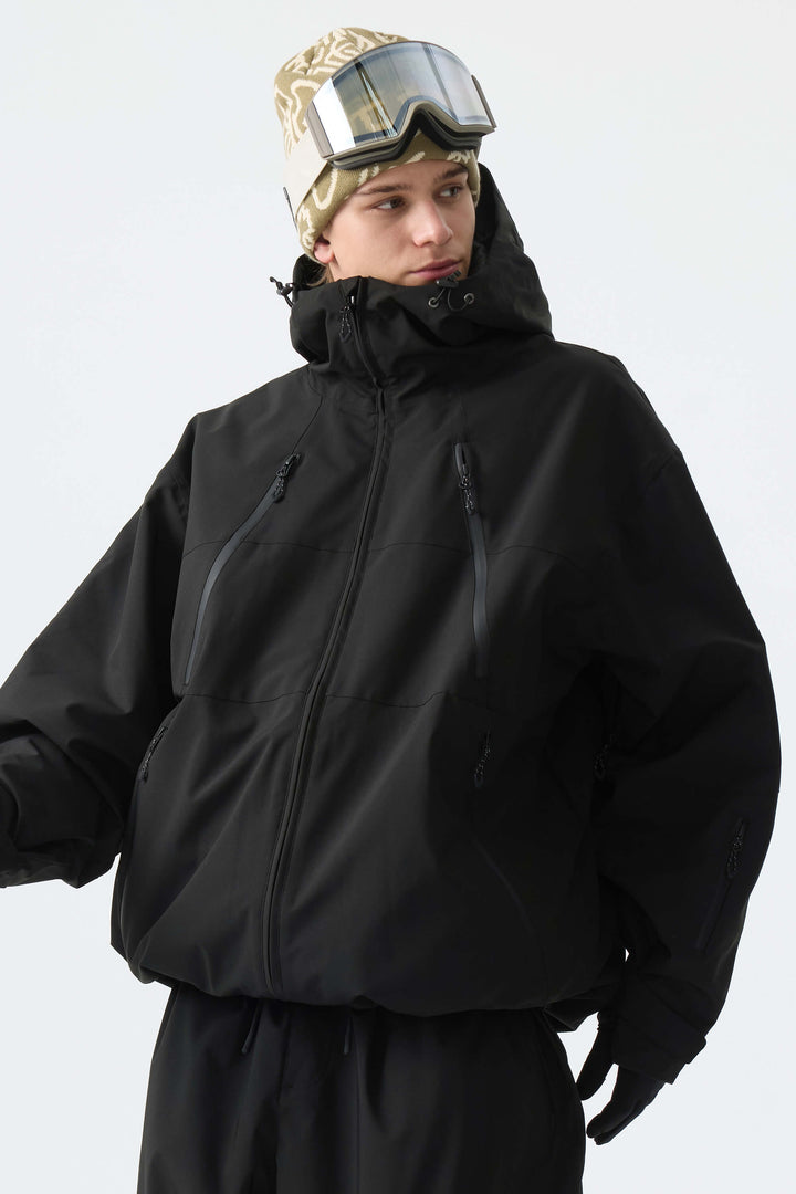 Men's Black Multi-Pocket Snow Jacket