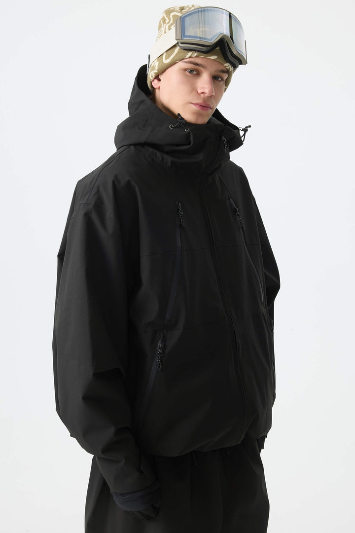 Men's Black Multi-Pocket Snow Jacket
