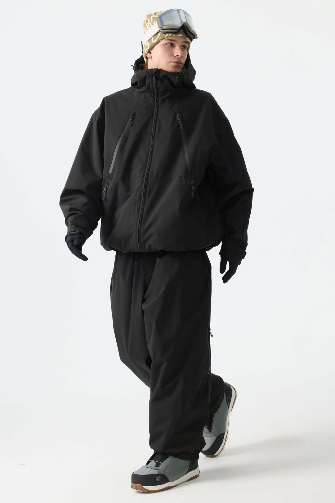 Men's Black Multi-Pocket Snow Jacket