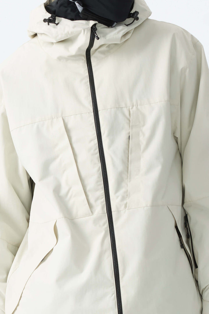 Men's Off White Minimal Multi-Pocket Snow Jacket