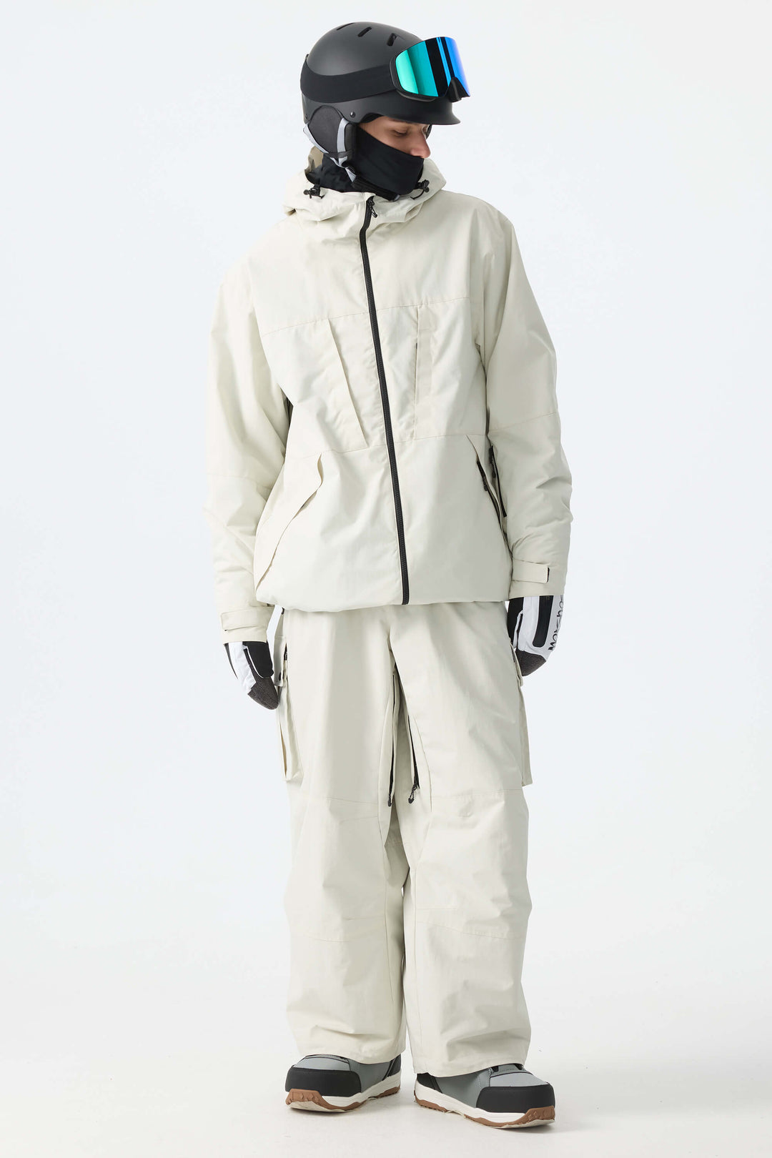 Men's Off White Minimal Multi-Pocket Snow Jacket