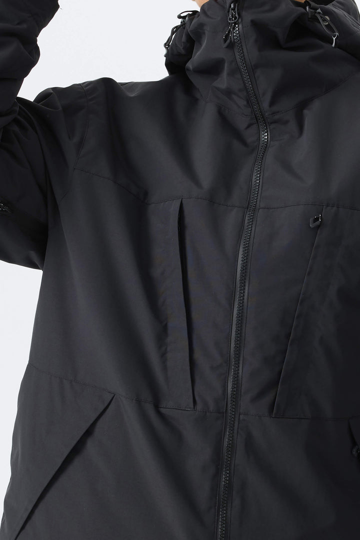Women's Black Minimal Multi-Pocket Snow Jacket