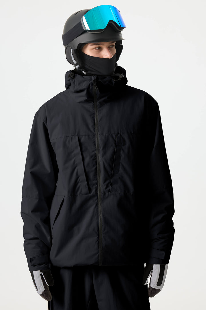 Men's Off White Minimal Multi-Pocket Snow Jacket