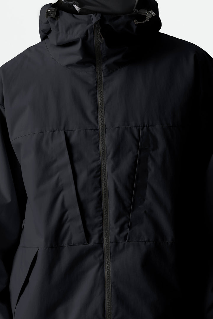 Men's Black Minimal Multi-Pocket Snow Jacket