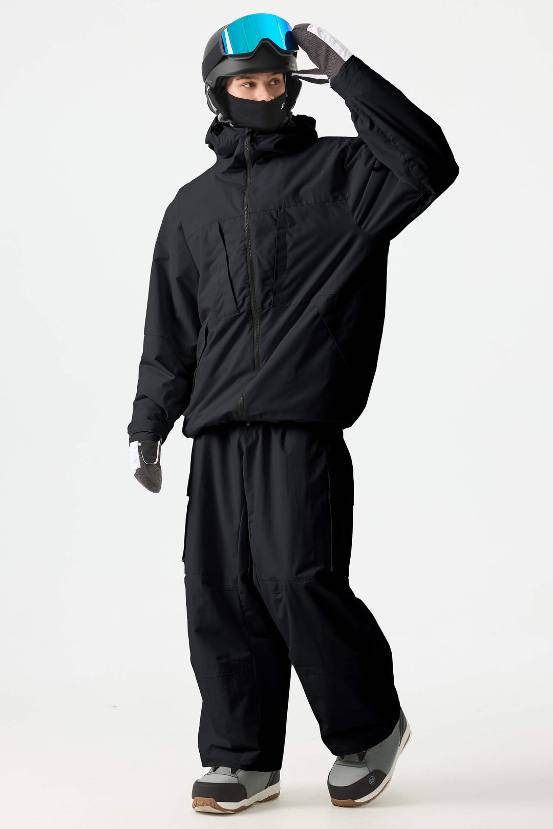 Men's Black Minimal Multi-Pocket Snow Jacket