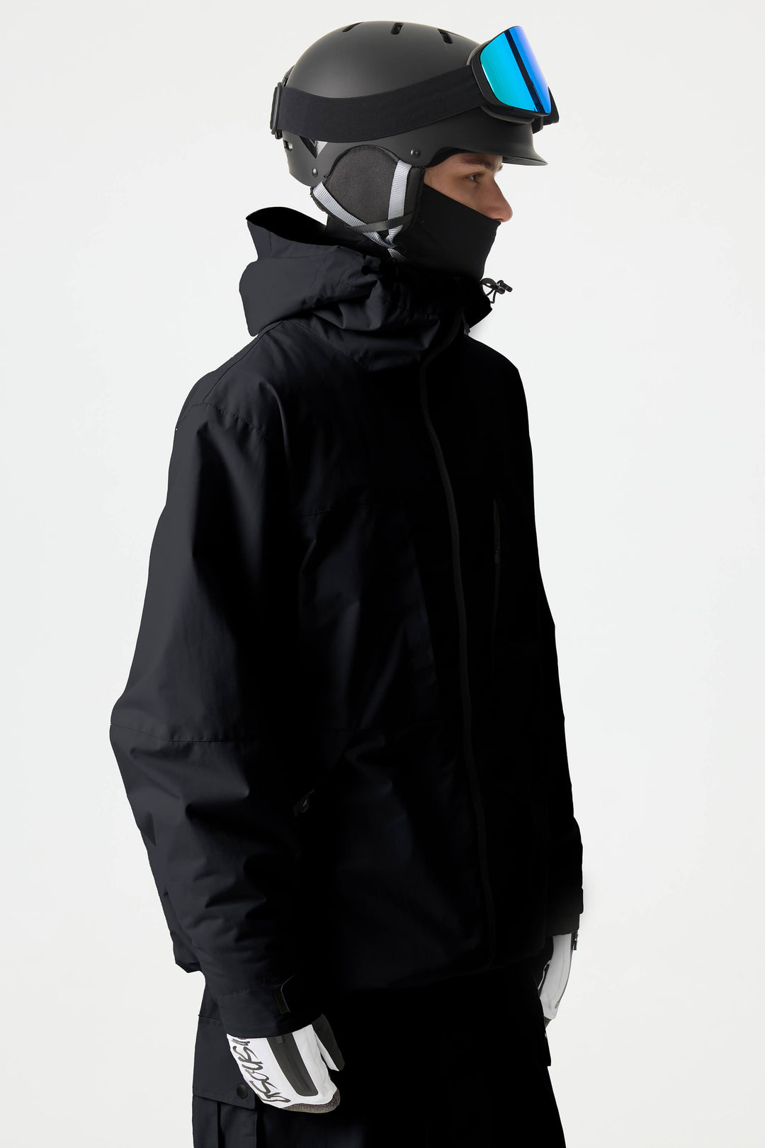 Men's Black Minimal Multi-Pocket Snow Jacket