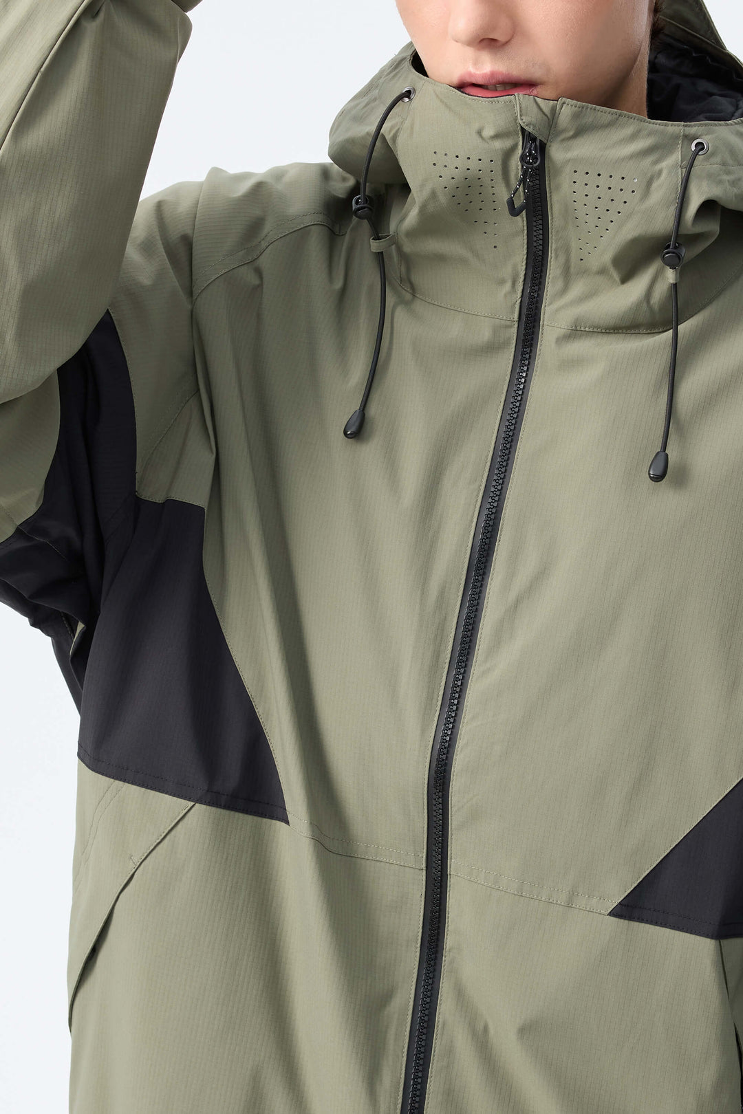 Men's Army Green retro alpine colorblock Insulated Snow Jacket
