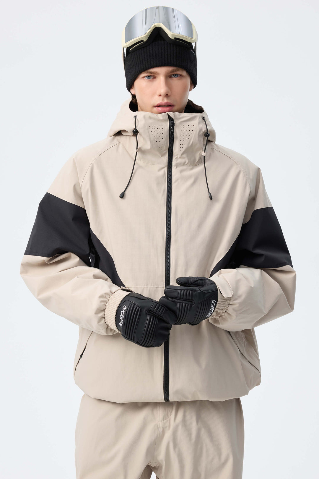 Men's Oat Milk retro alpine colorblock Insulated Snow Jacket