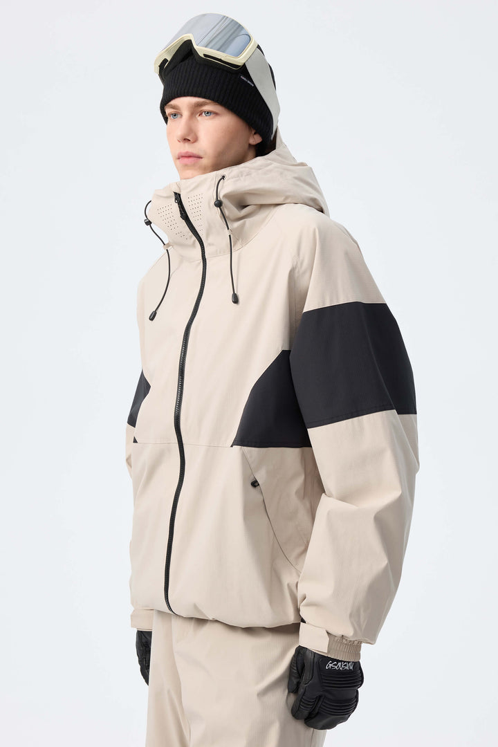 Men's Oat Milk retro alpine colorblock Insulated Snow Jacket