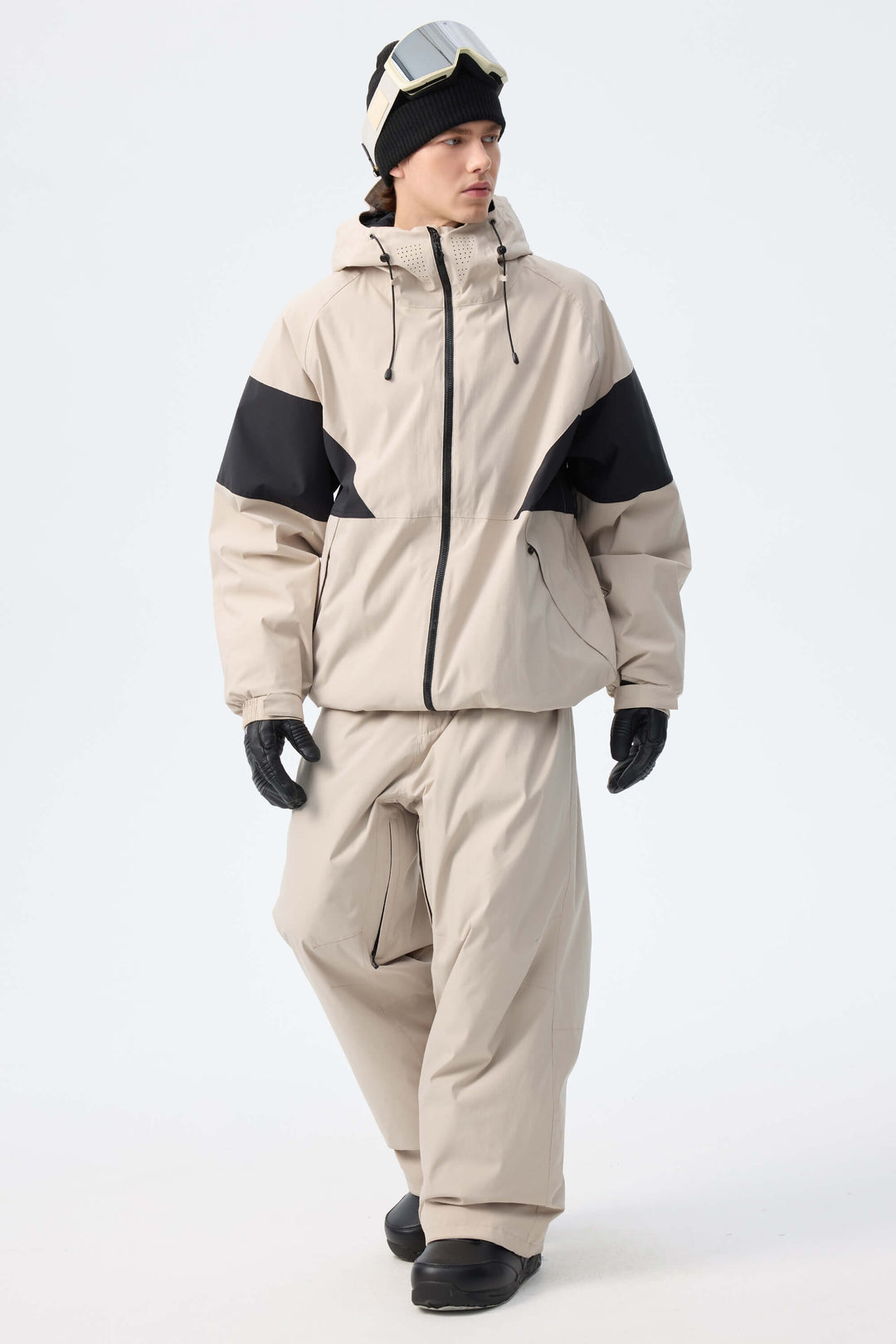 Men's Oat Milk retro alpine colorblock Insulated Snow Jacket