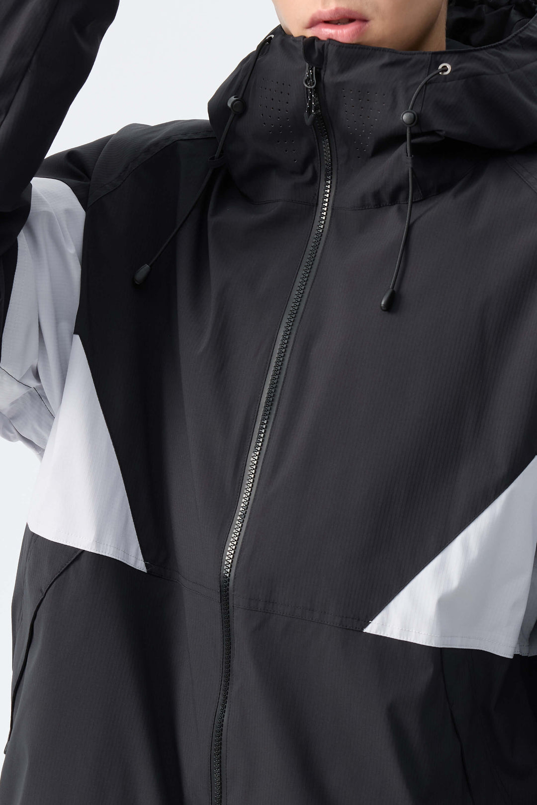 Men's Light Grey & Black retro alpine colorblock Insulated Snow Jacket