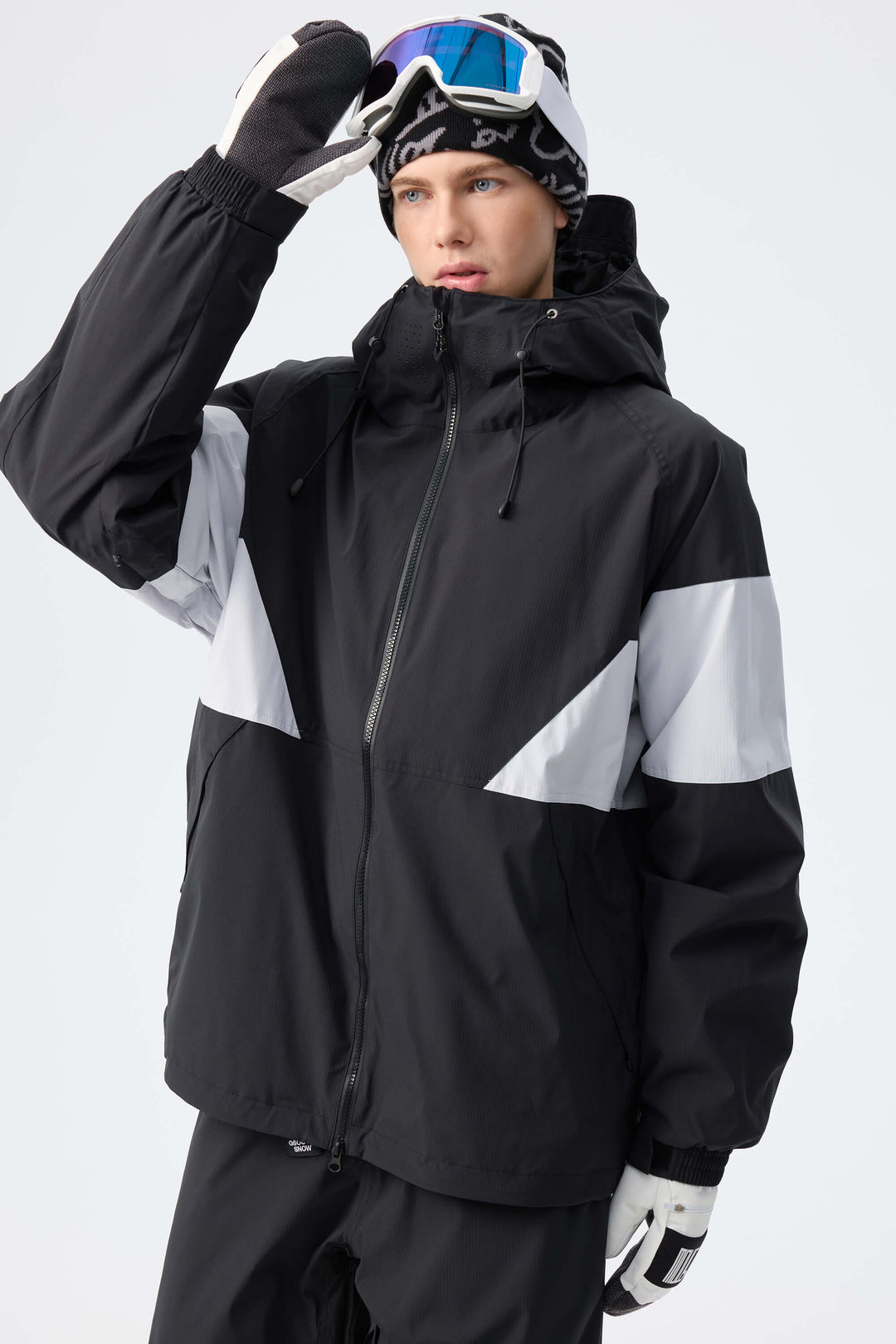 Men's Light Grey retro alpine colorblock Insulated Snow Jacket