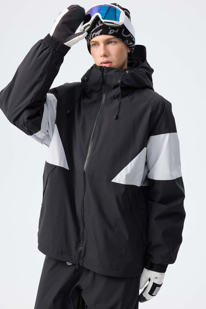 Men's Light Grey retro alpine colorblock Insulated Snow Jacket
