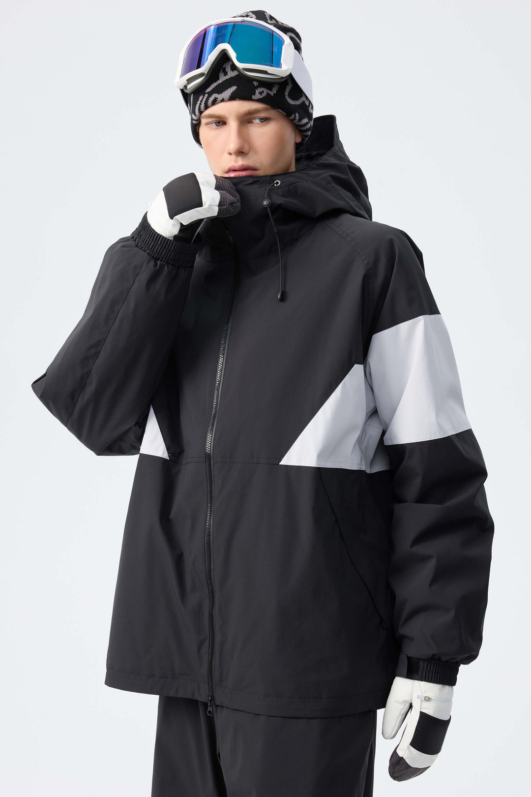Men's Oat Milk retro alpine colorblock Insulated Snow Jacket