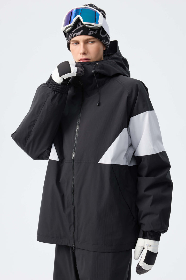 Men's Oat Milk retro alpine colorblock Insulated Snow Jacket
