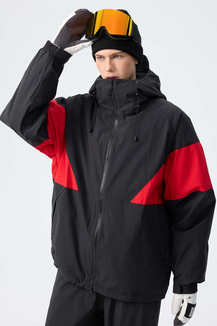 Men's Light Grey retro alpine colorblock Insulated Snow Jacket