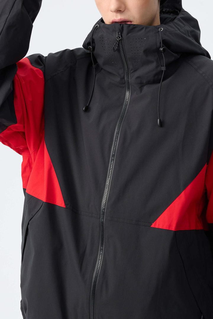 Men's Red & Black retro alpine colorblock Insulated Snow Jacket