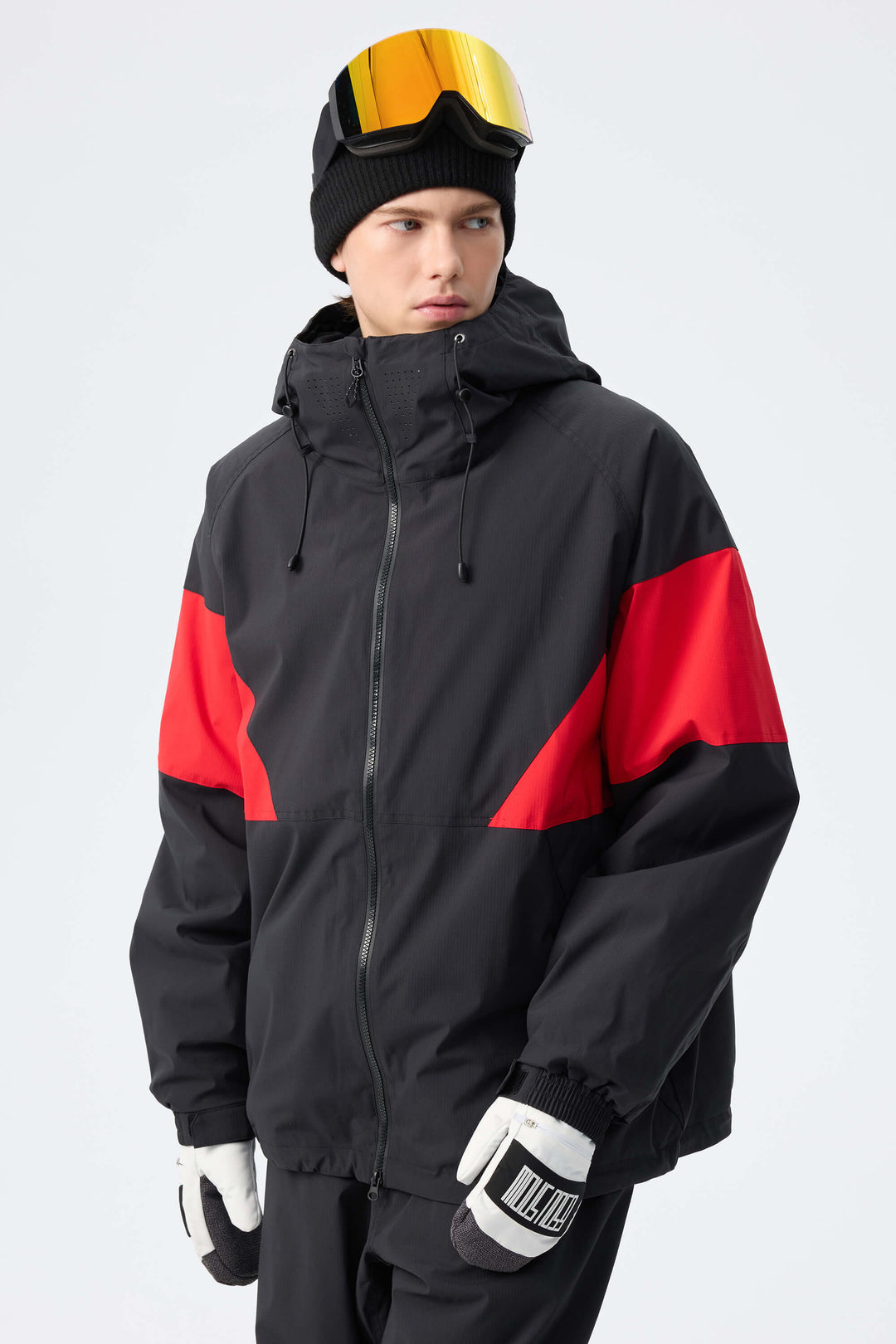 Men's Red & Black retro alpine colorblock Insulated Snow Jacket
