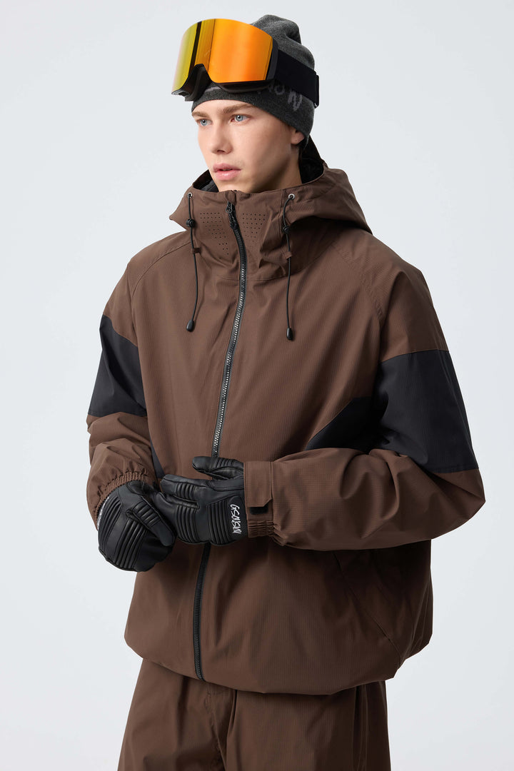 Men's Light Grey retro alpine colorblock Insulated Snow Jacket