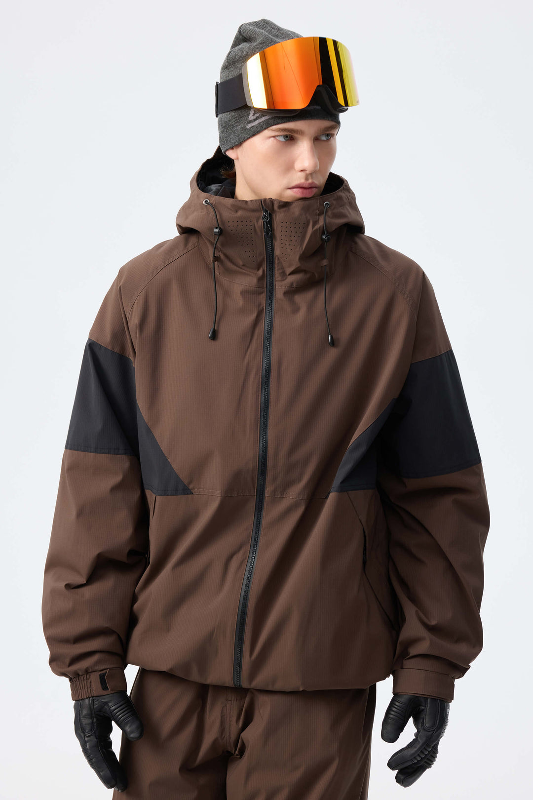 Men's Oat Milk retro alpine colorblock Insulated Snow Jacket