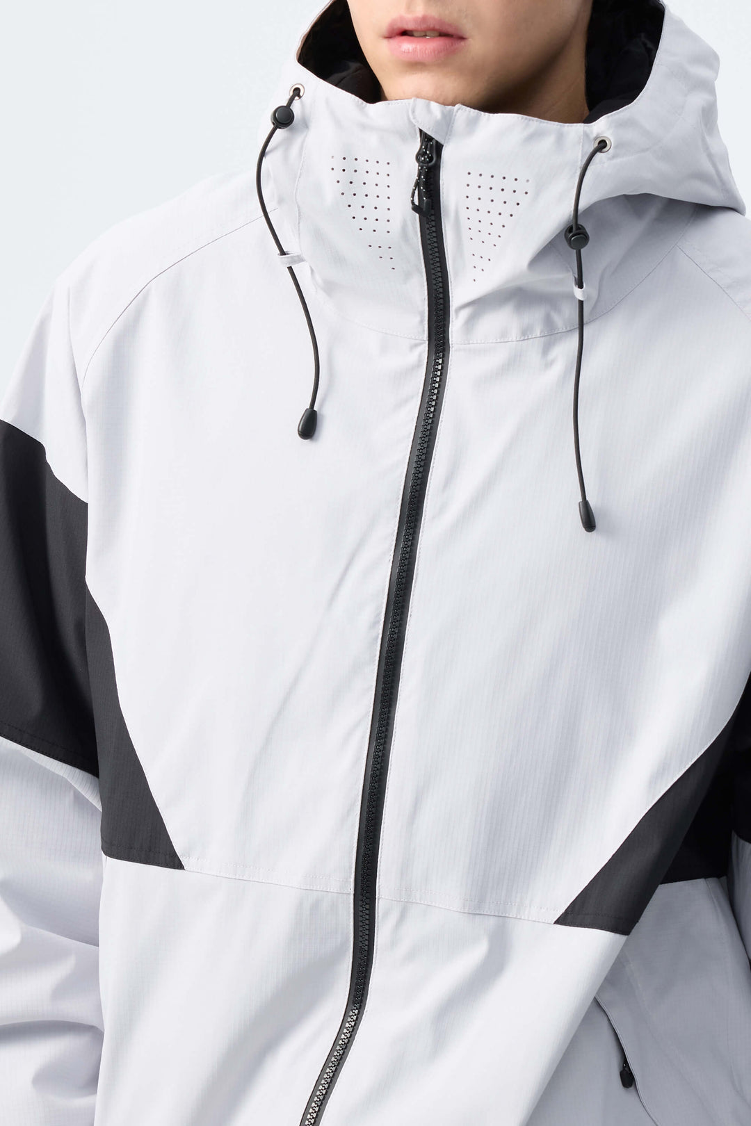 Men's Light Grey retro alpine colorblock Insulated Snow Jacket