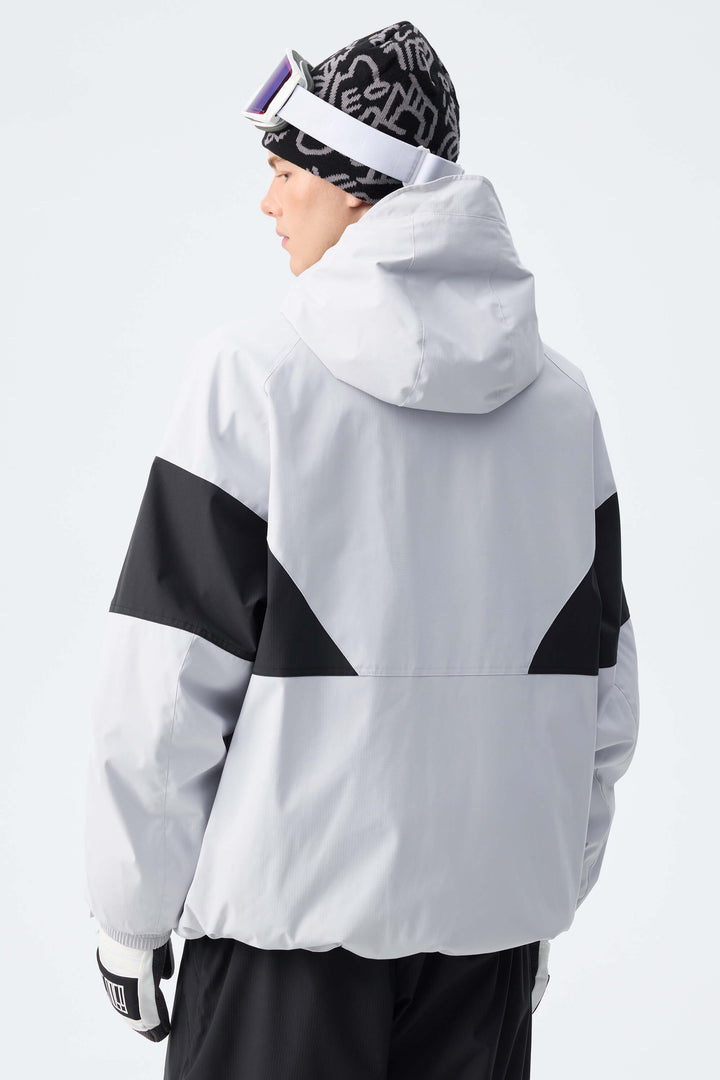 Men's Light Grey retro alpine colorblock Insulated Snow Jacket